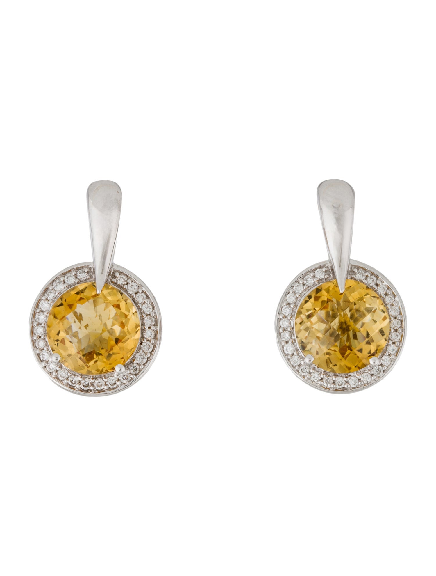 Earrings 14K Citrine & Diamond Earclip