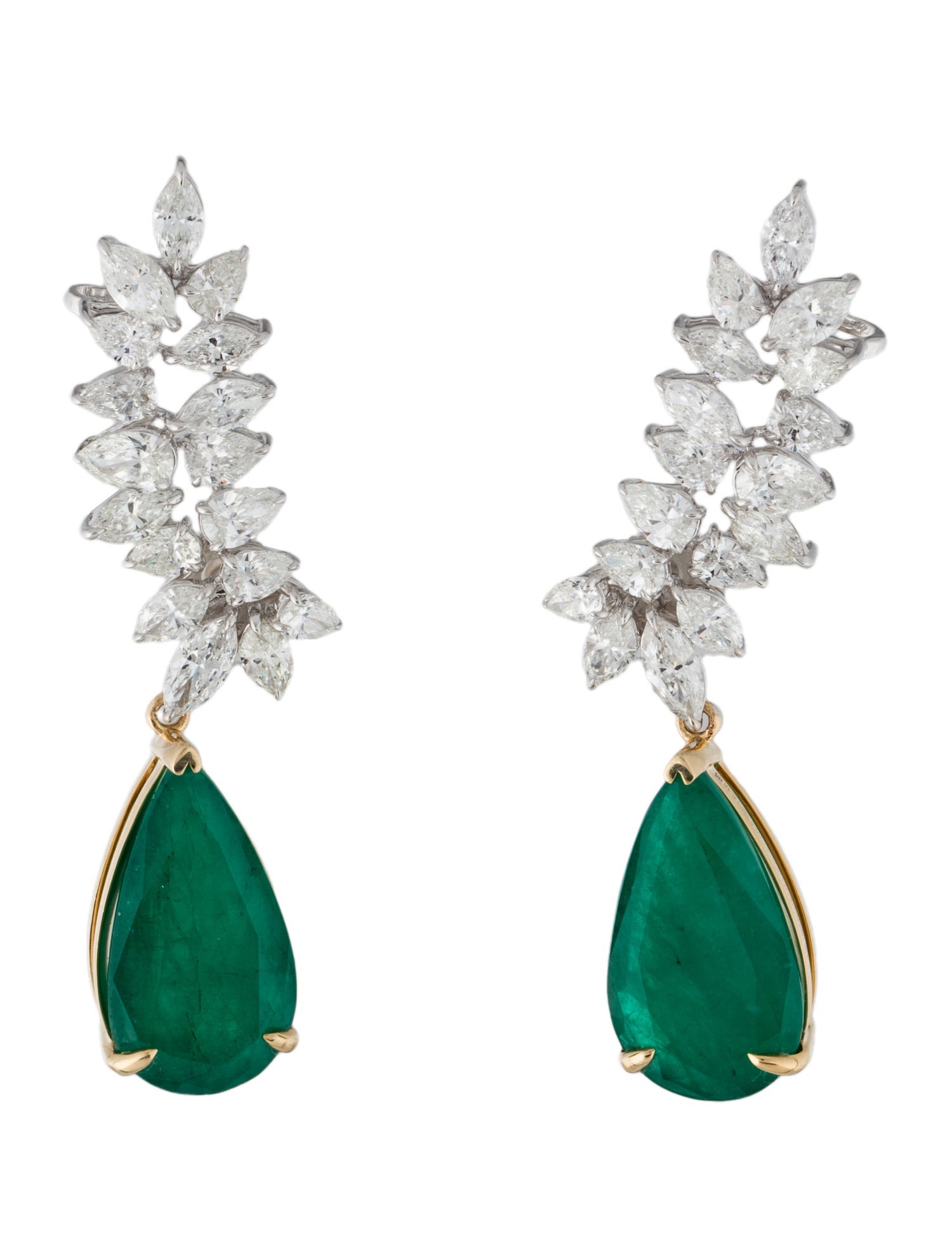 Earrings 18K 12.27ctw Emerald & Diamond Drop Earrings