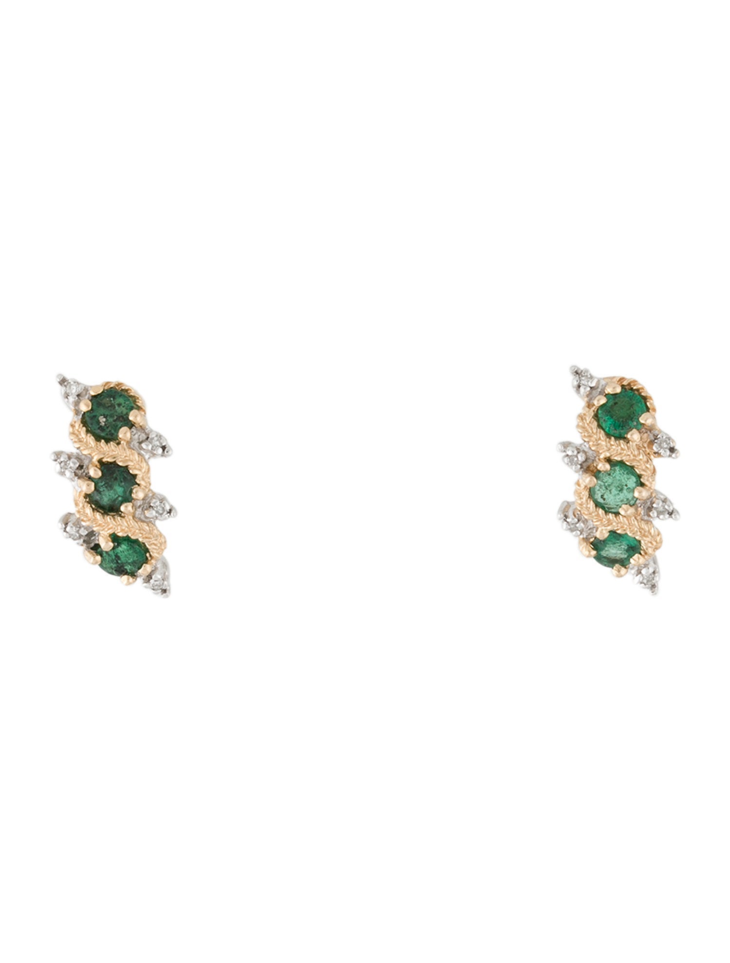 Earrings 14K Emerald & Diamond Earrings