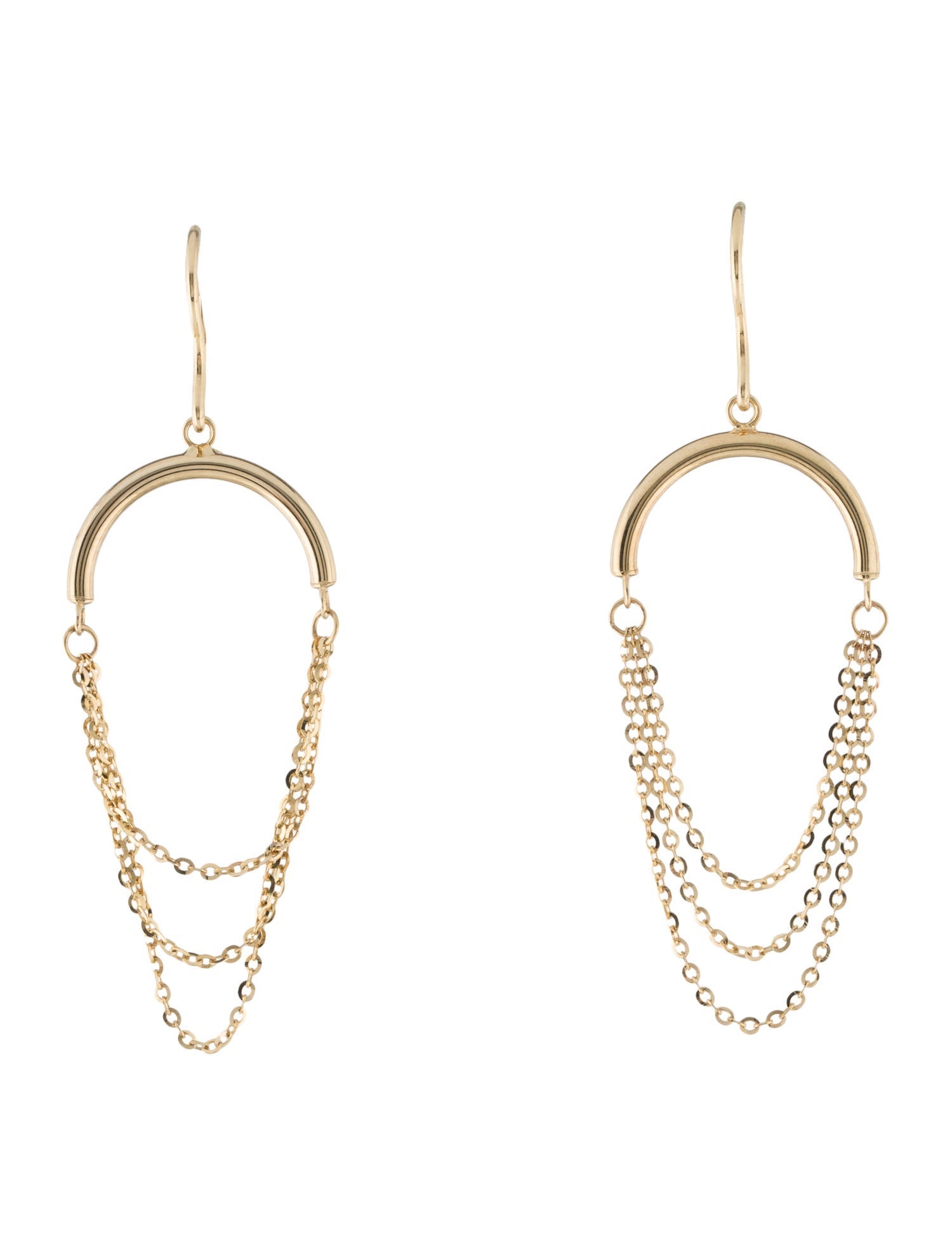 Earrings 14K Layered Chain Drop Earrings