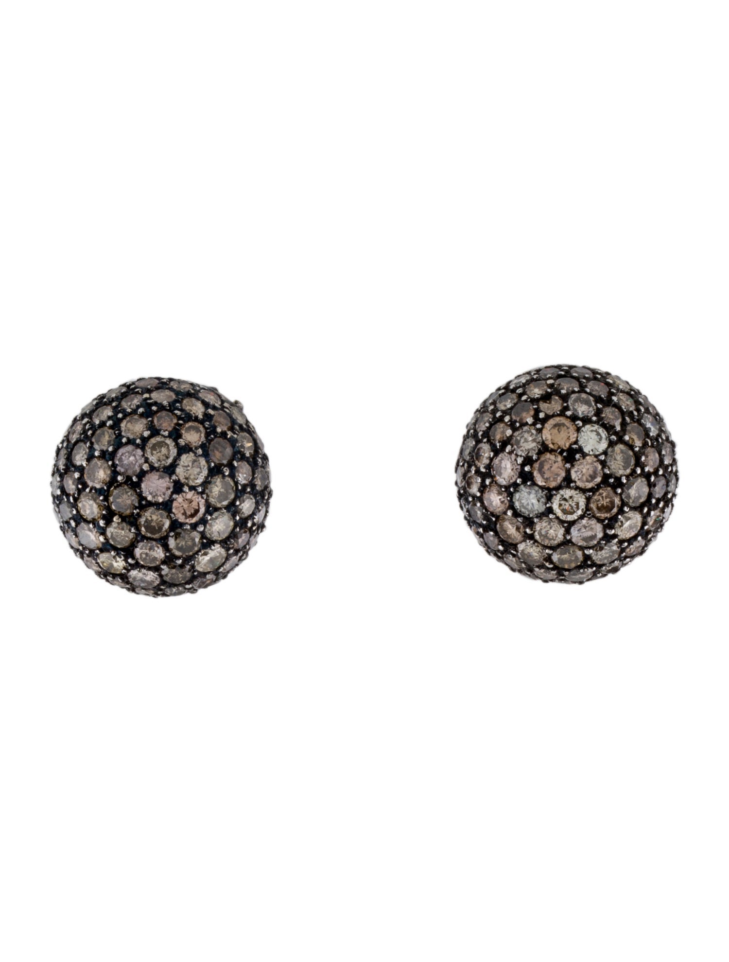 Earrings 18K 4.00ctw Diamond Sphere Stud