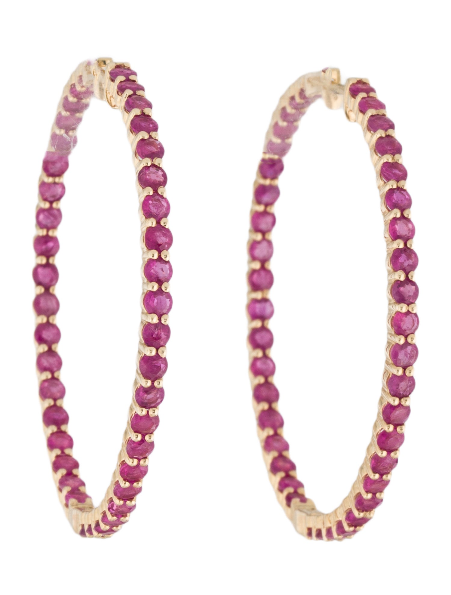 Earrings 14K 4.92ctw Ruby Inside-Outside Hoop