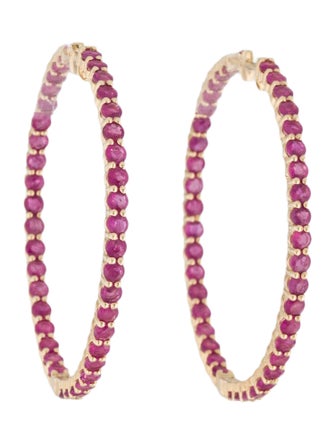 Earrings 14K 4.92ctw Ruby Inside-Outside Hoop Earrings