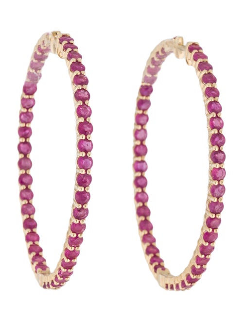 Earrings 14K 4.92ctw Ruby Inside-Outside Hoop Earrings