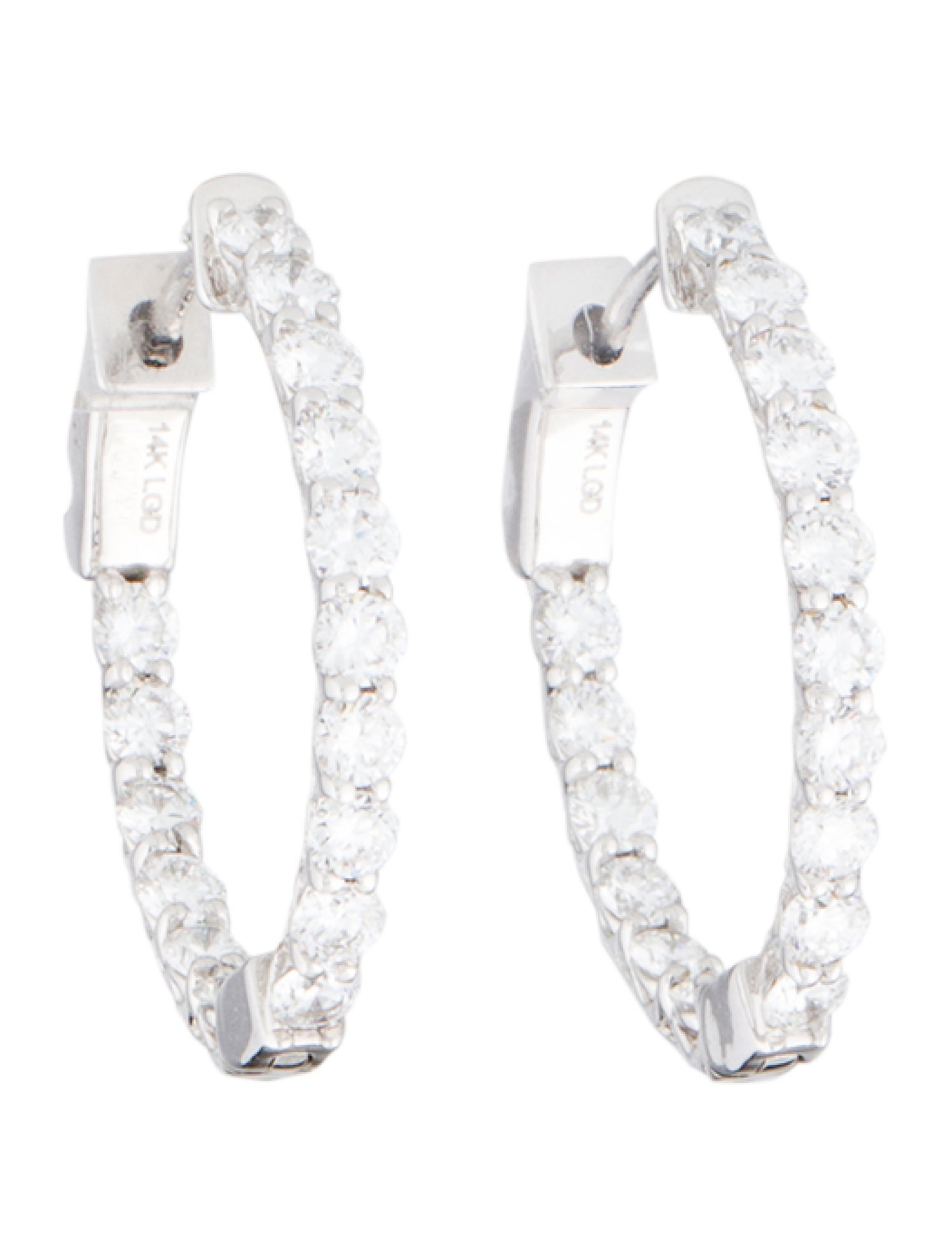 Earrings 14K 2.00ctw Lab-Grown Diamond Inside Outside Oval Hoop Earring