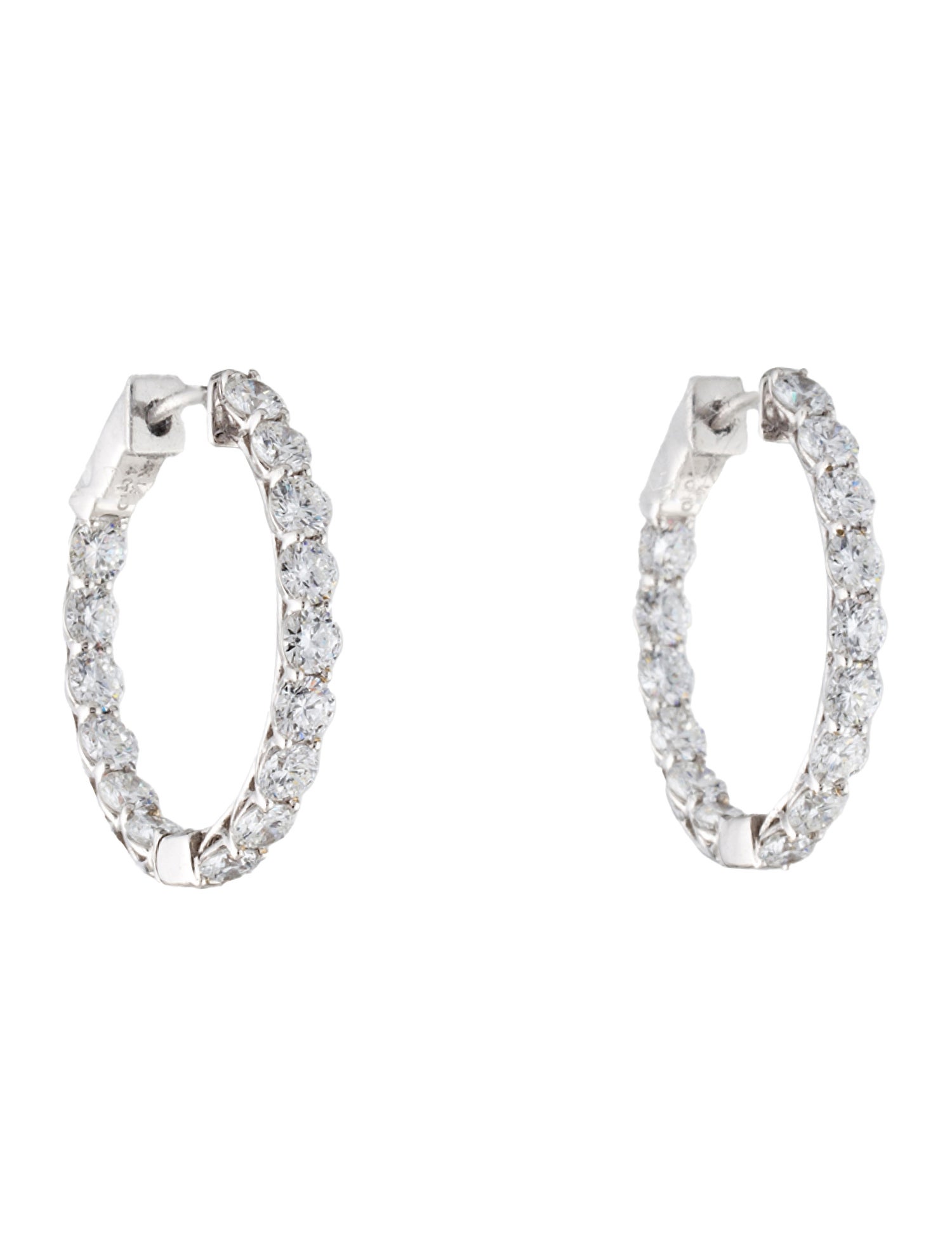 Earrings 14K 4.00ctw Lab-Grown Diamond Inside-Out Oval Hoop Earrings