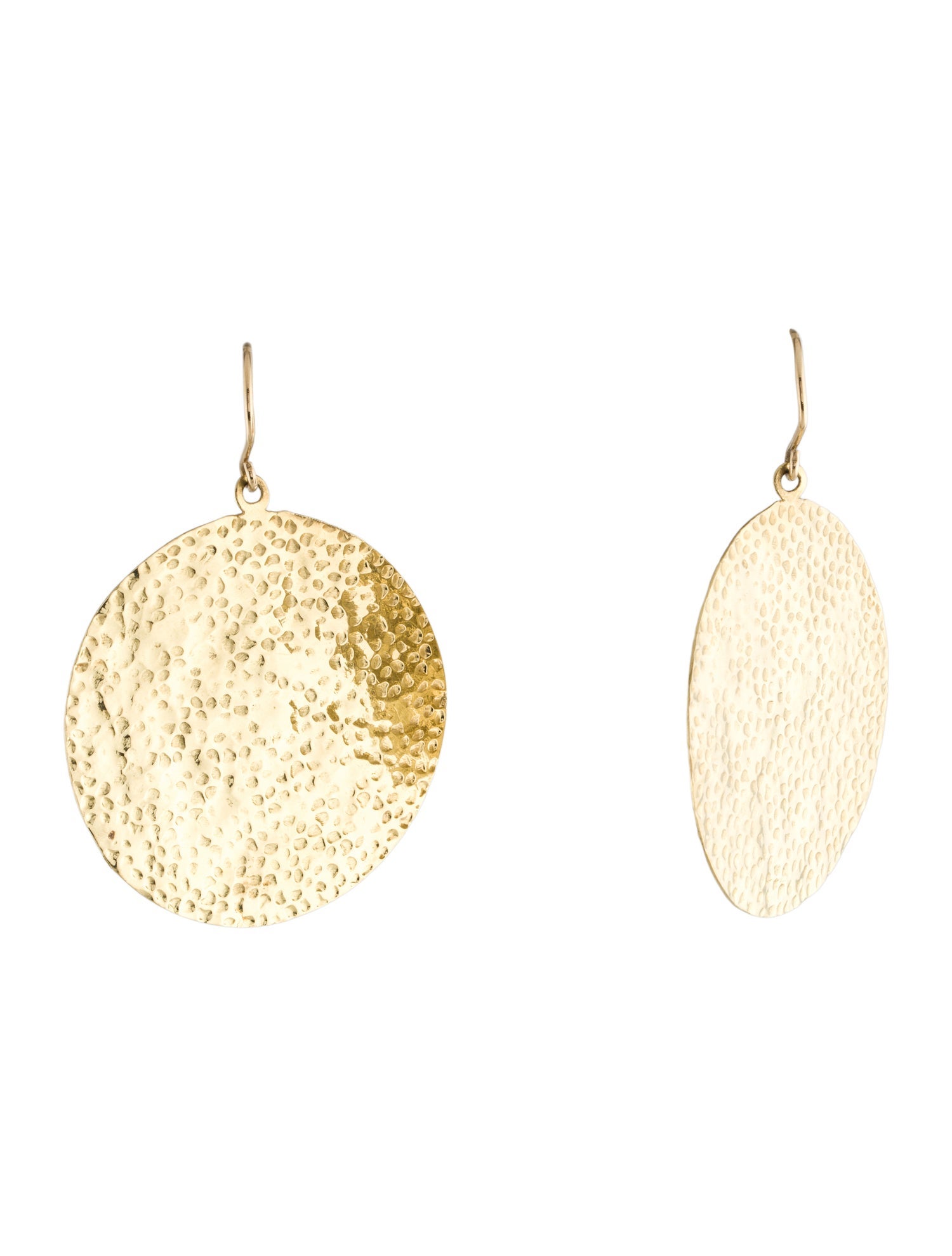 Jennifer Meyer 18K Large Hammered Disc Drop Earrings