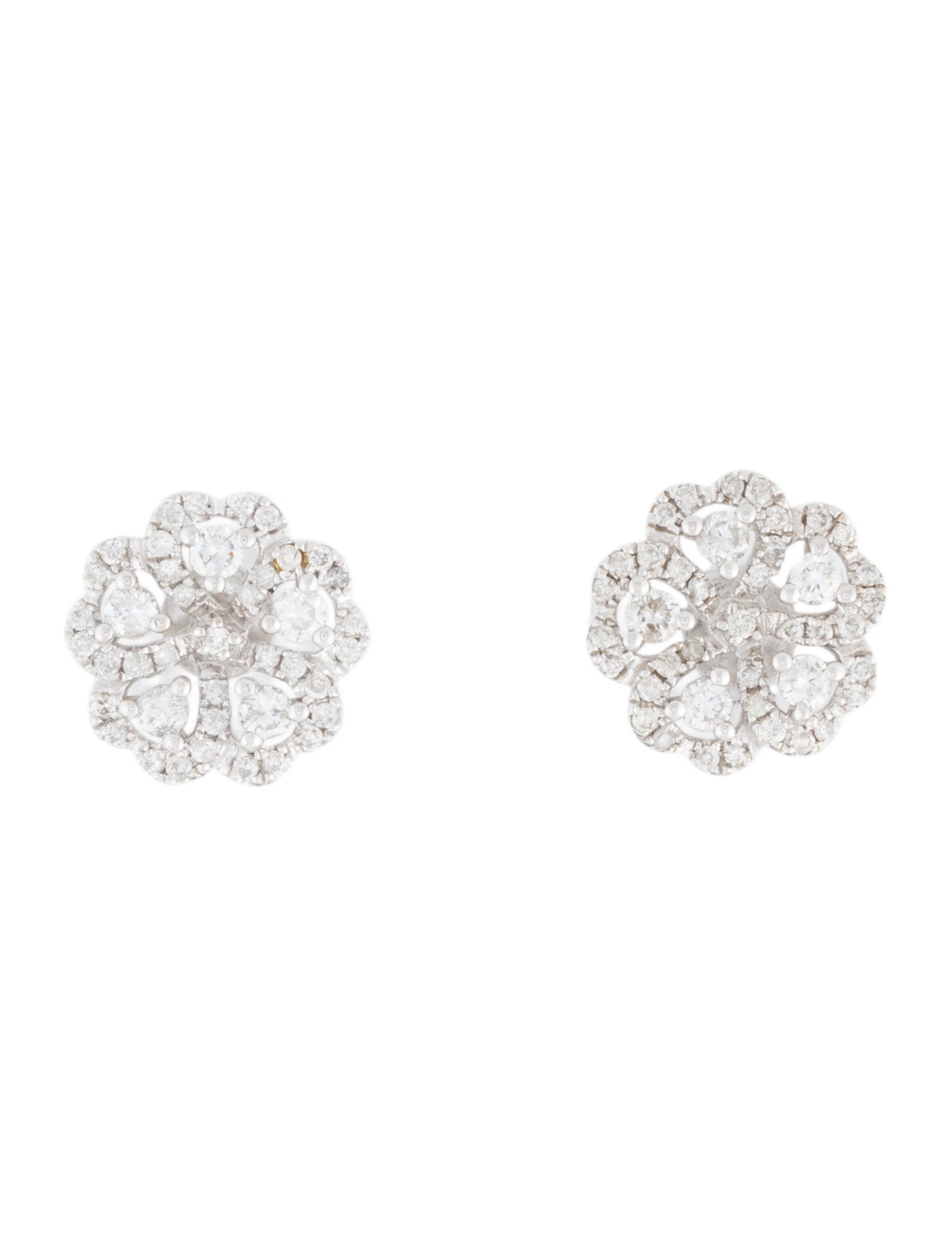 Earrings 14K Diamond Flower Stud Earrings