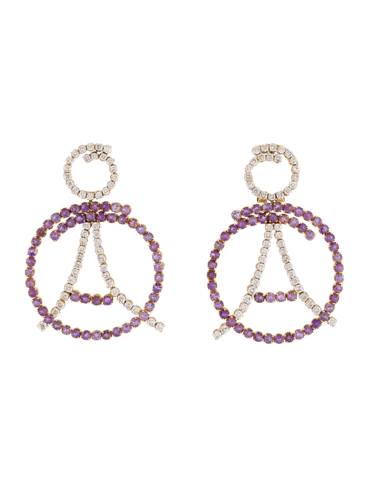 Earrings 14K 12.03ctw Amethyst & Diamond 'A' Drop Earrings