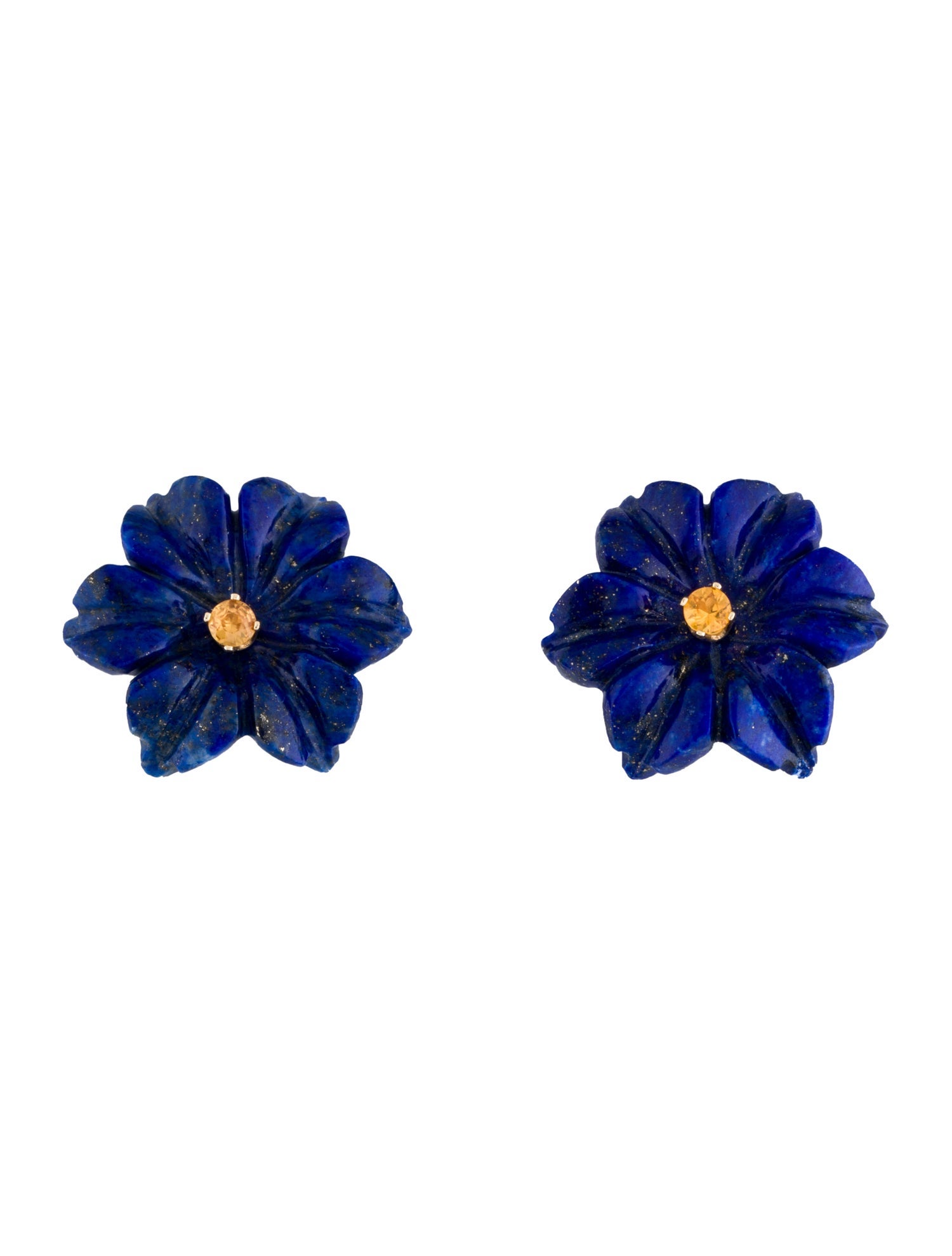 Earrings 14K Sapphire & Lapis Lazuli Floral Jackets & Stud Earrings