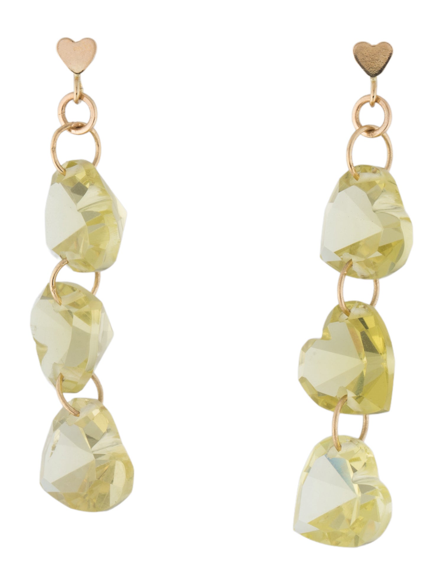 Earrings 14K Quartz Heart Link Drop Earrings