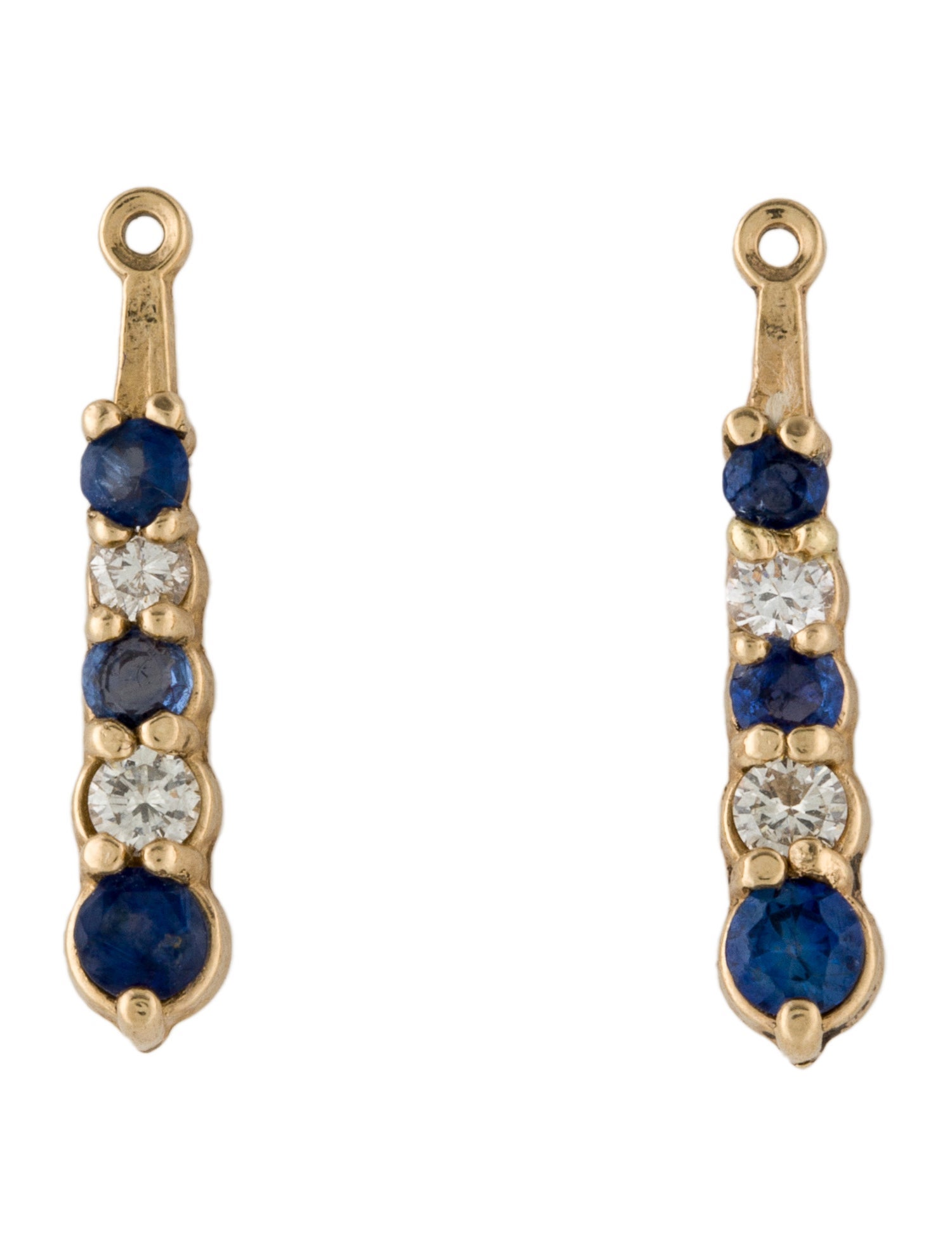 Earrings 14K Sapphire & Diamond Linear Earring Enhancers