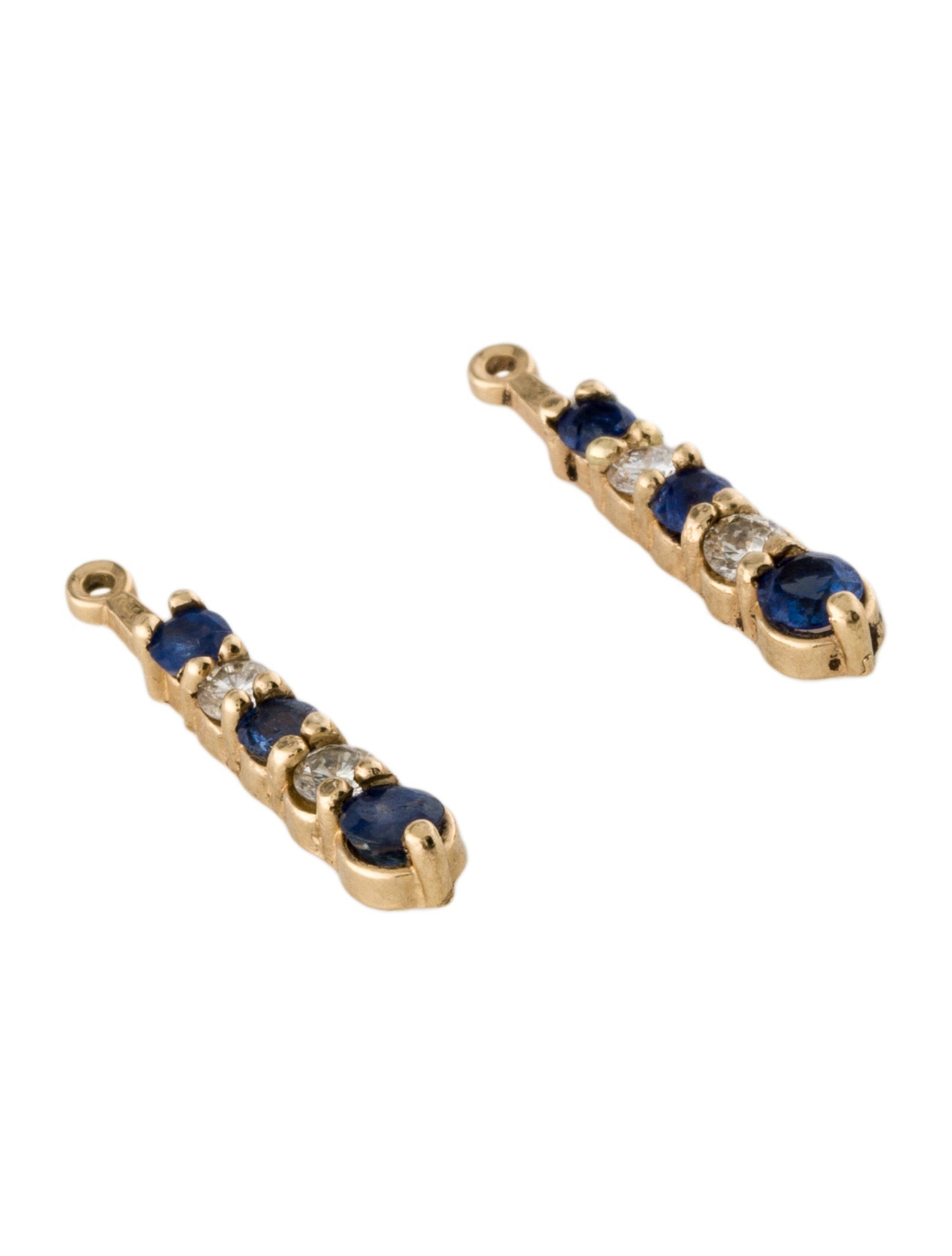 Earrings 14K Sapphire & Diamond Linear Earring Enhancers