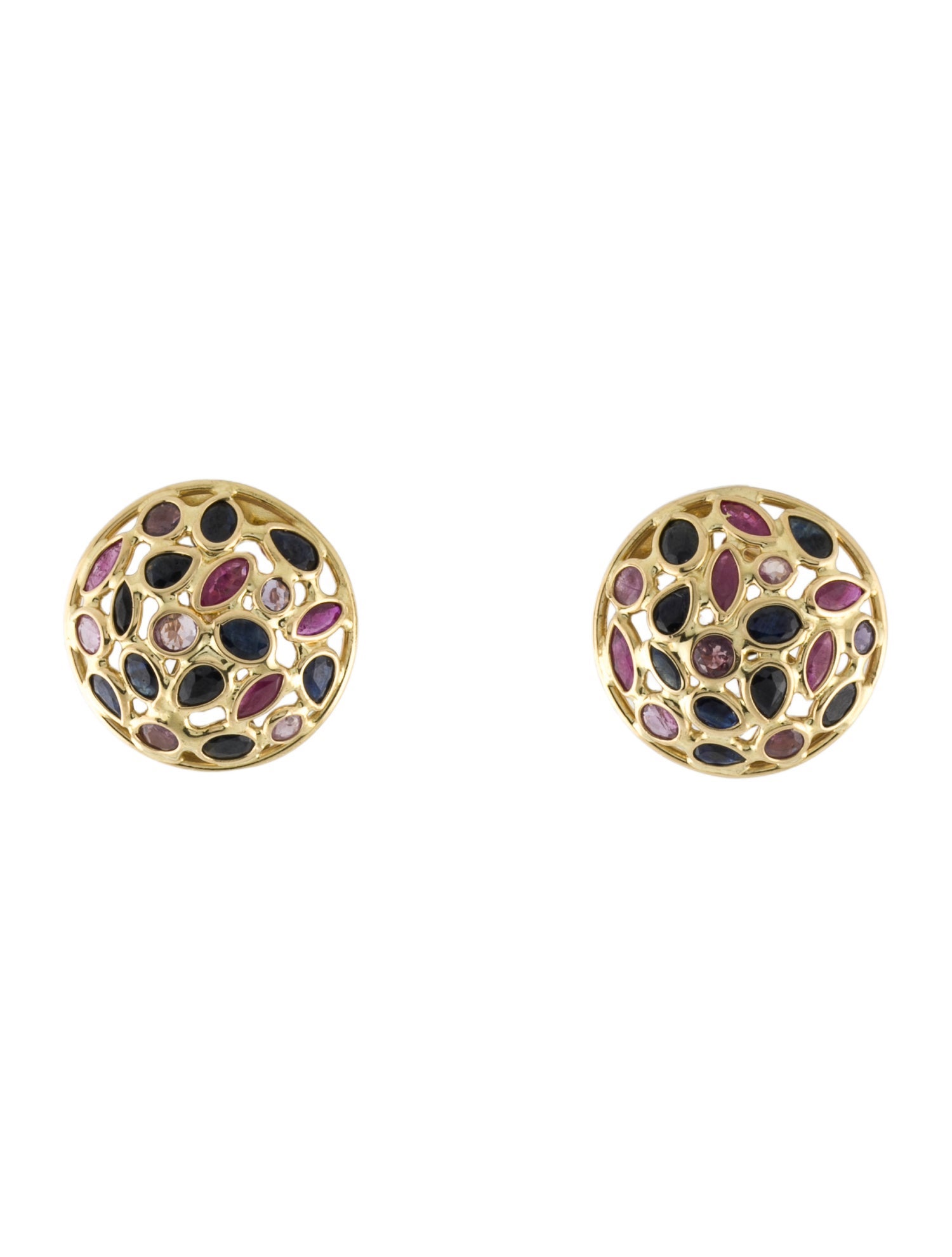 Earrings 18K Ruby & Sapphire Earclip Earrings