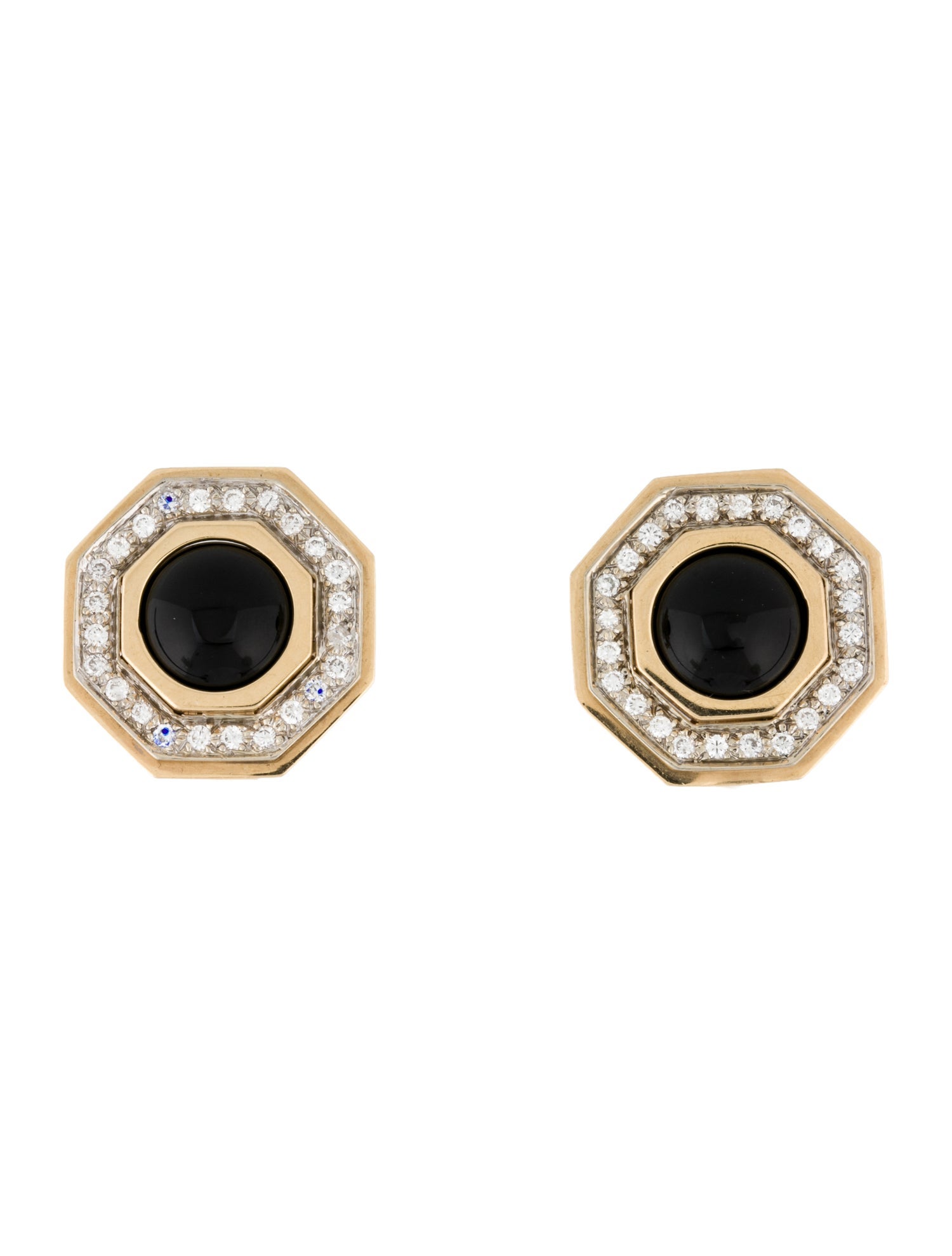 Earrings 14K Diamond, Onyx & Lapis Lazuli Replaceable Earclip Earrings