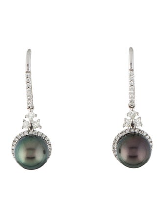 Earrings 14K Pearl & Diamond Drop Earrings