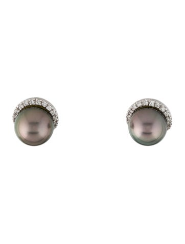 Earrings Drop 14K Pearl & Diamond Earclips 8.5-9.0mm