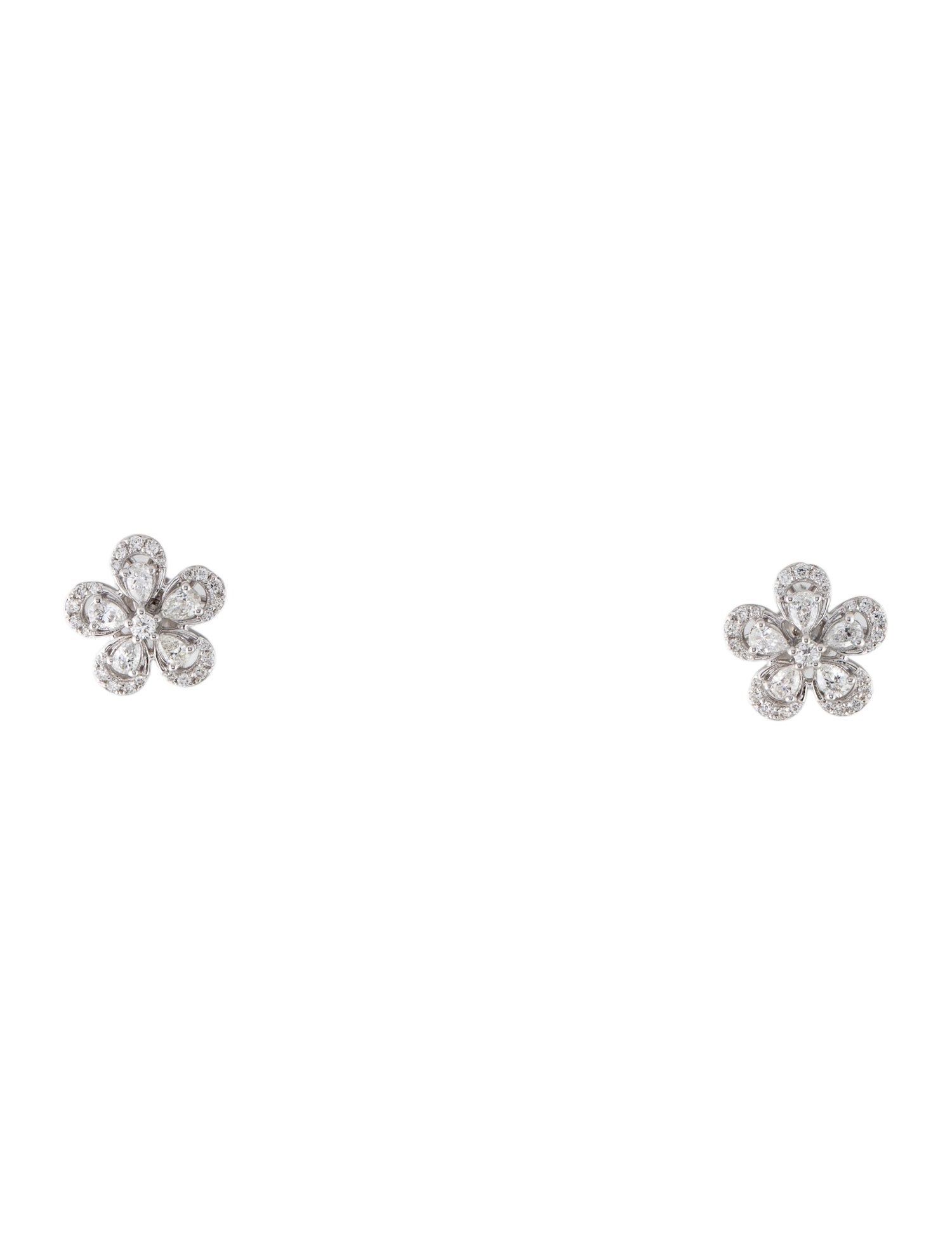 Earrings 18K Diamond Flower Stud Earrings