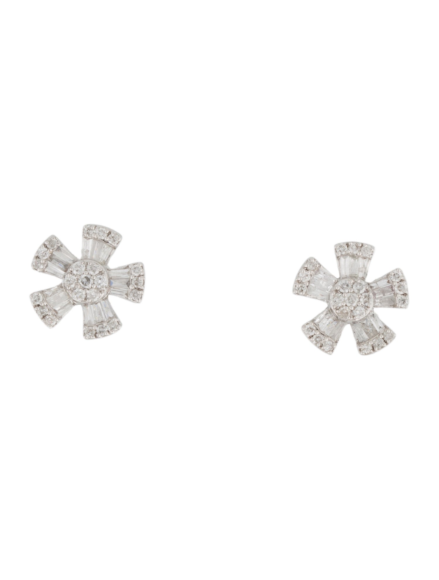 Earrings 14K Diamond Flower Stud Earrings