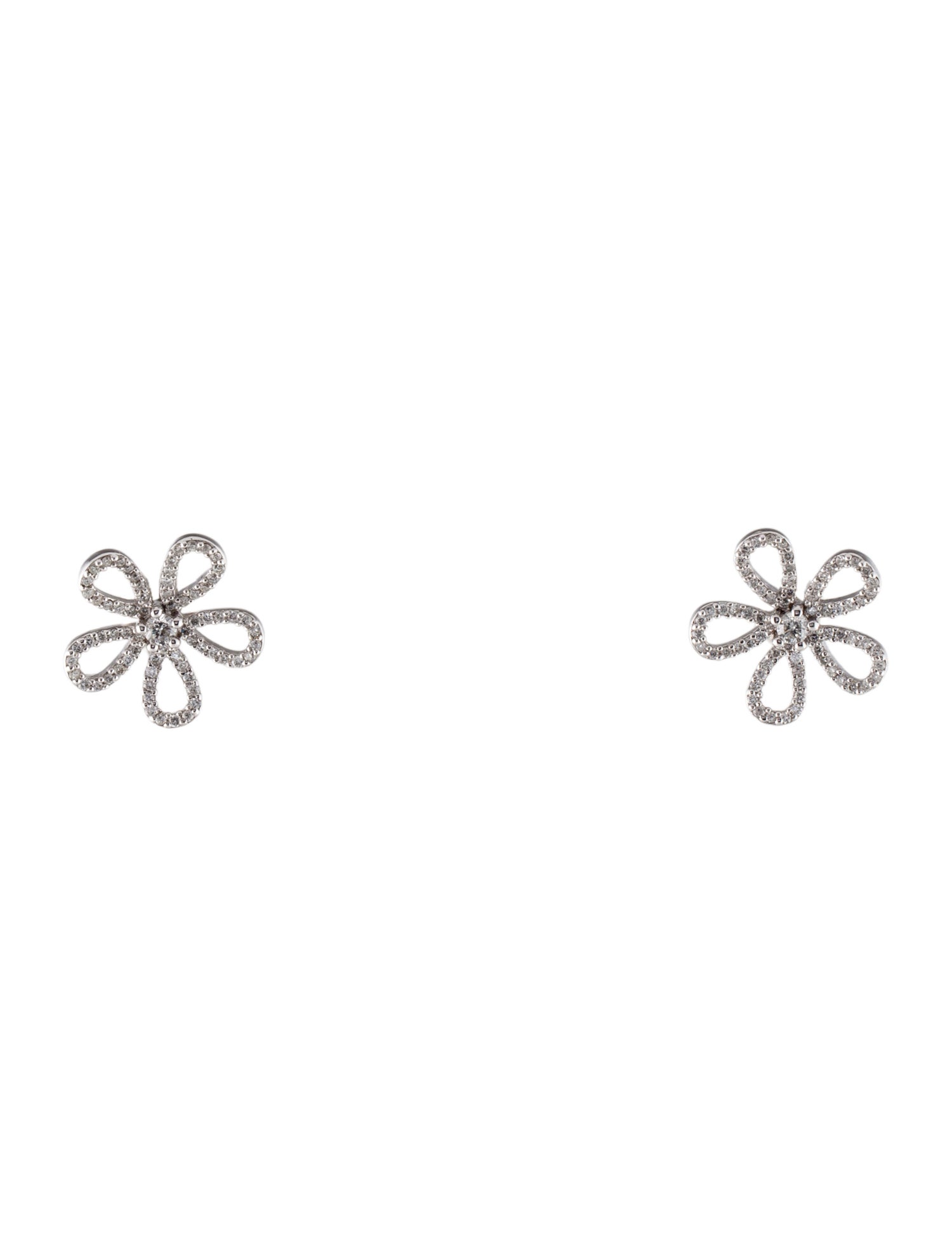 Earrings 14K Diamond Pedal Flower Stud