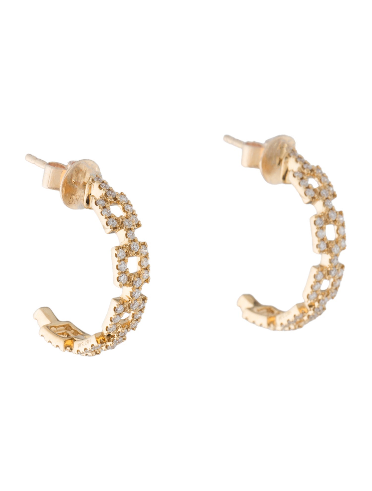 Earrings 14K Diamond Link Hoop
