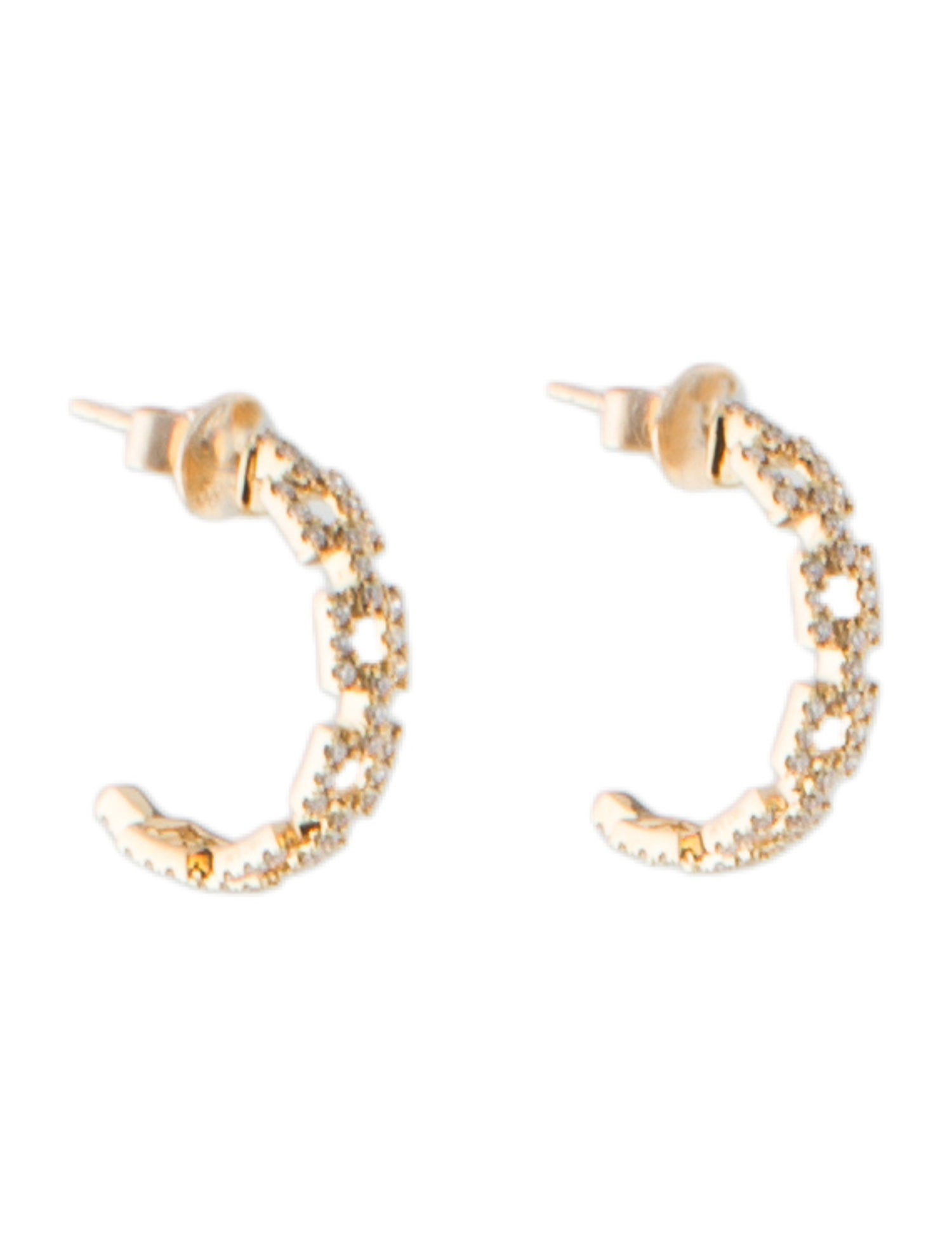 Earrings 14K Diamond Link Hoop