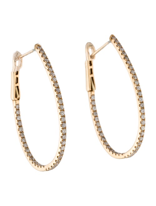 Earrings 14K 1.00ctw Diamond In-Out Oval Hoop