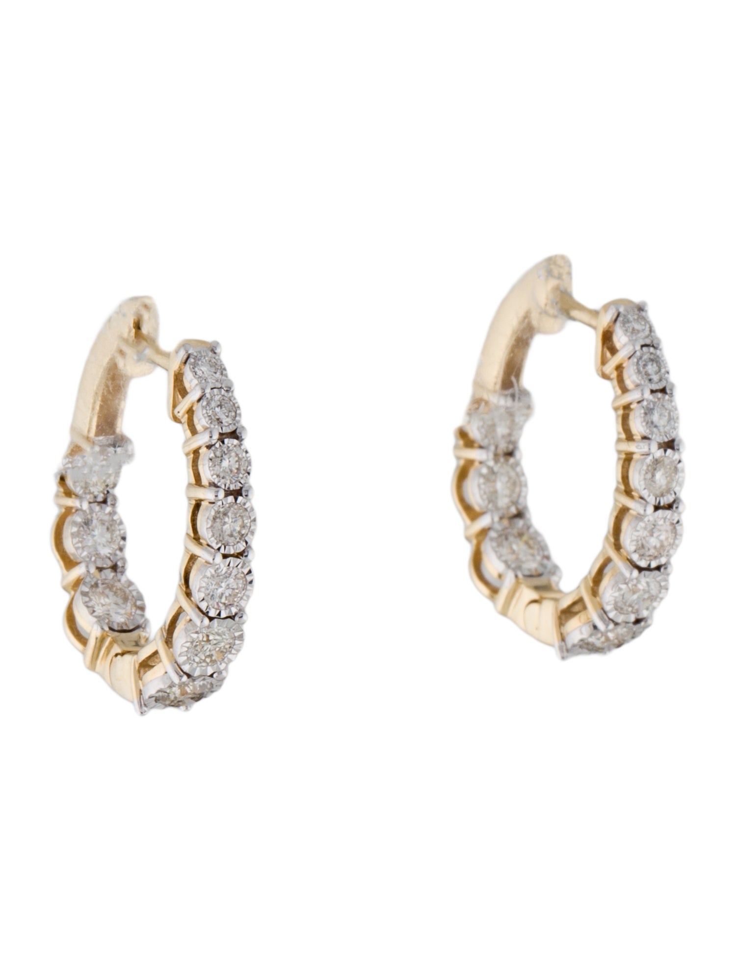 Earrings 14K Inside-Outside Diamond Hoop