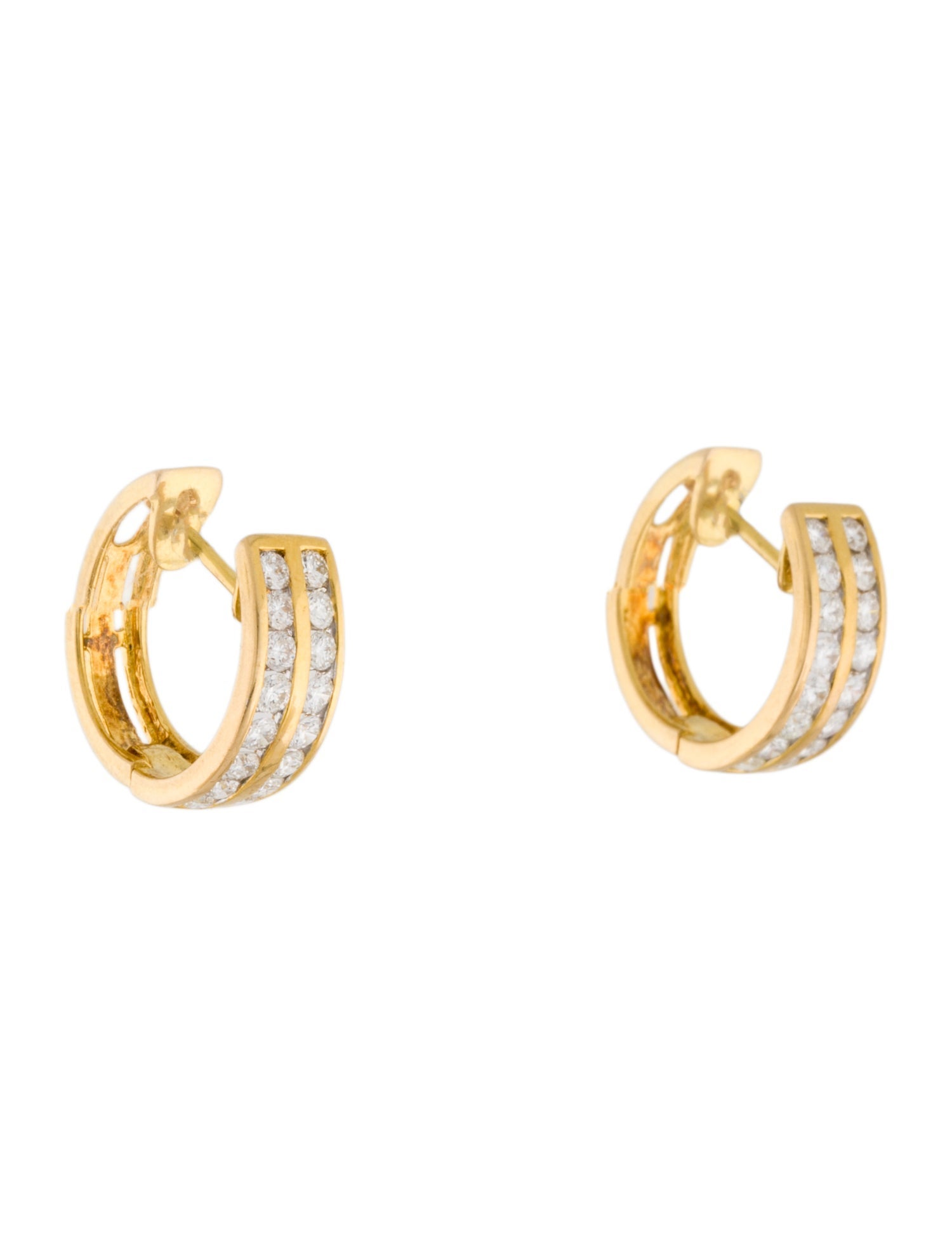Earrings 18K 1.08ctw Diamond Huggie Hoop Earrings