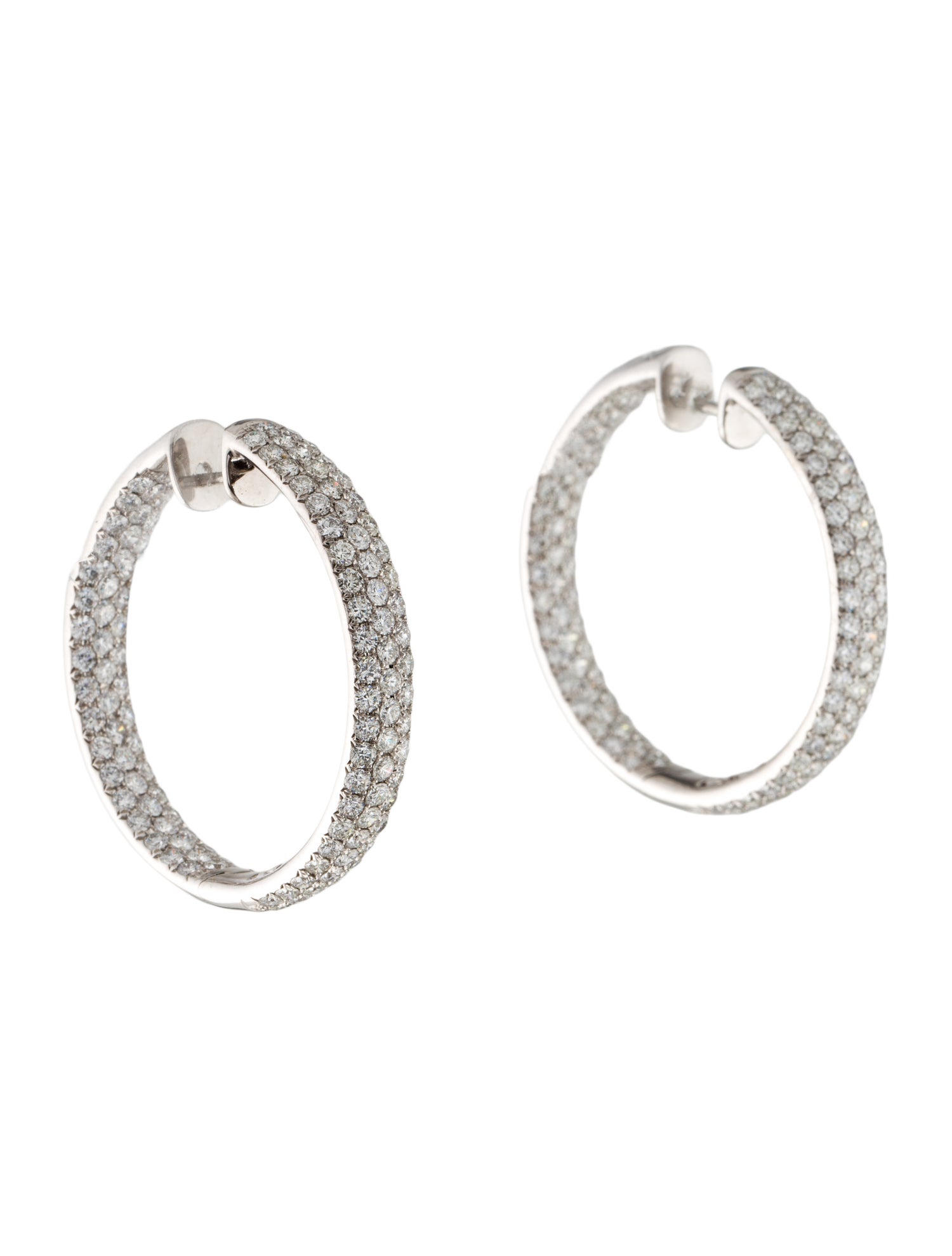 Earrings 14K 7.50ctw Diamond Wide Inside-Out Hoop Earrings w/ Tags