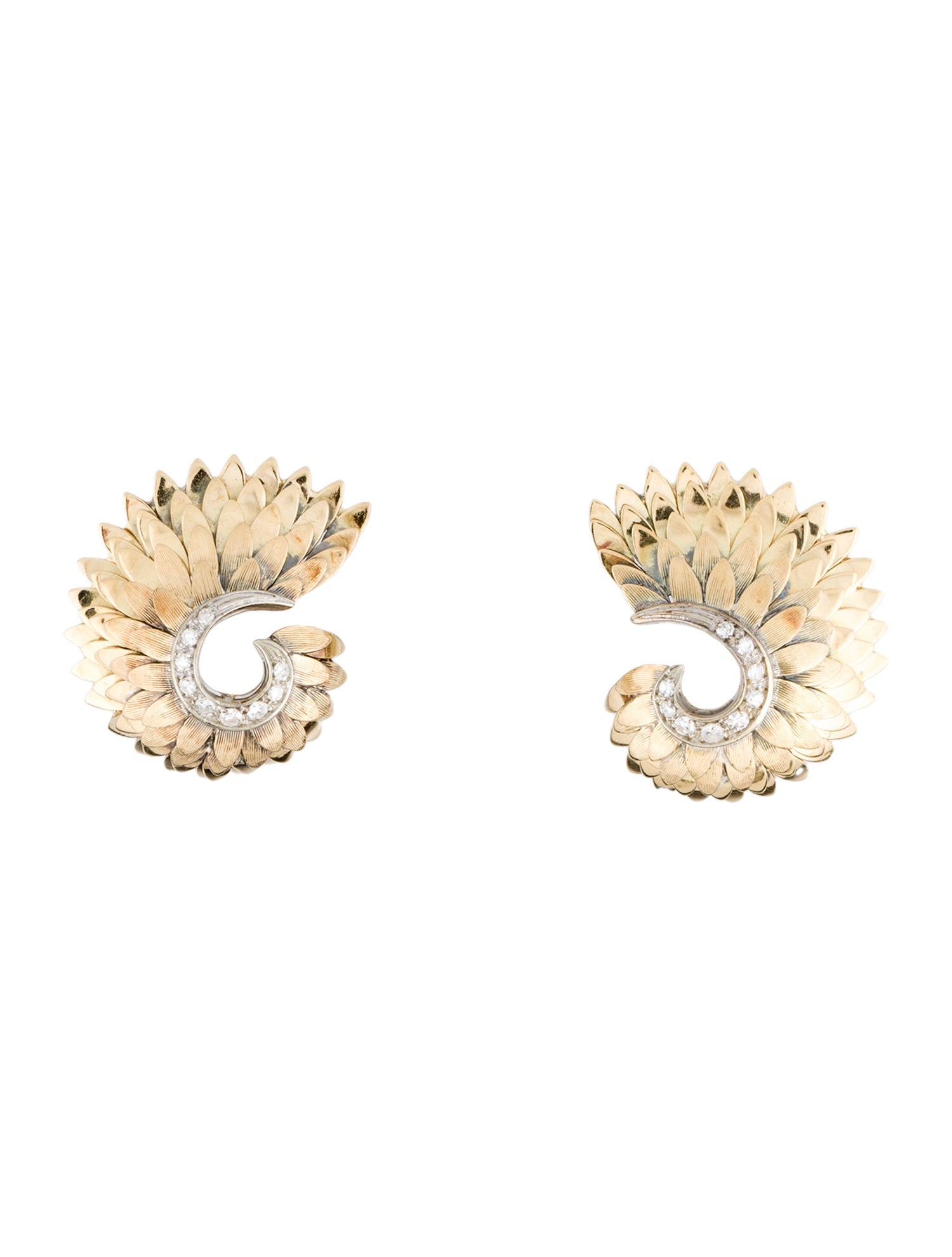 Earrings 18K Diamond Scalloped Earclips