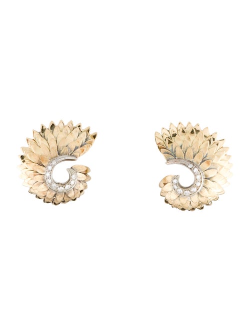 Earrings 18K Diamond Scalloped Earclips