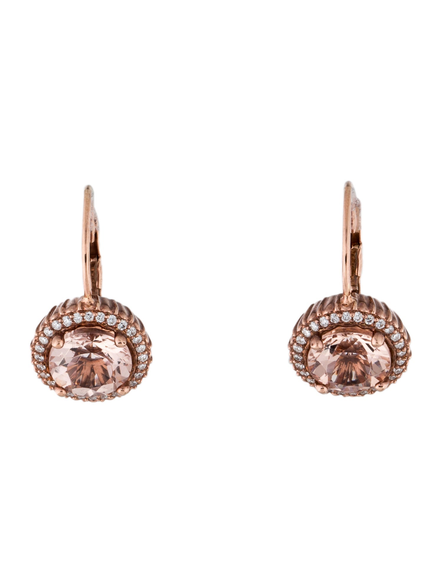 Earrings 14K 3.36ctw Morganite & Diamond Drop Earrings