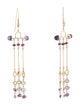 Earrings 14K Quartz, Garnet & Peridot Chandelier Earrings