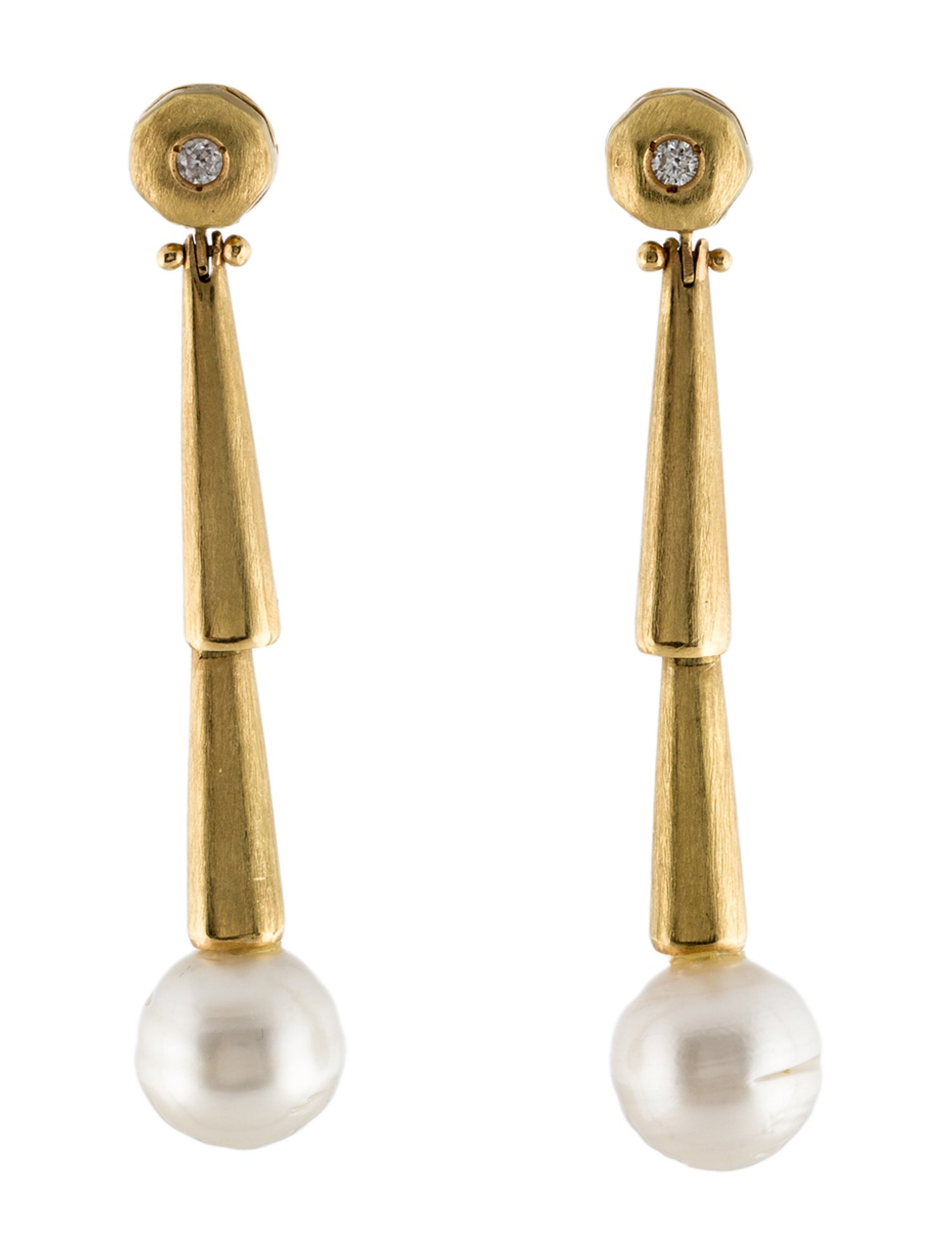 Earrings 18K Pearl & Diamond Drop Earrings
