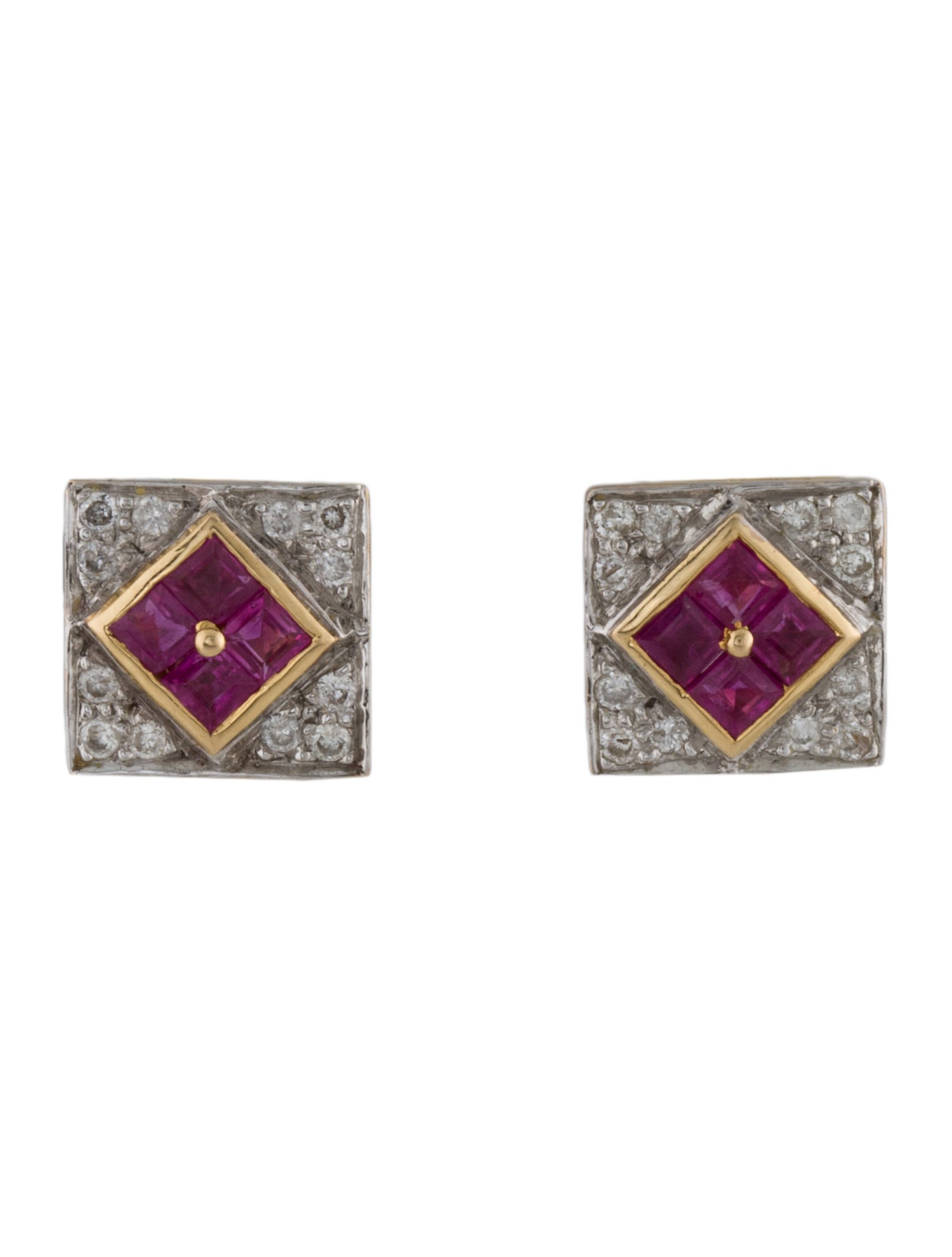 Earrings 18K Ruby & Diamond Stud Earrings