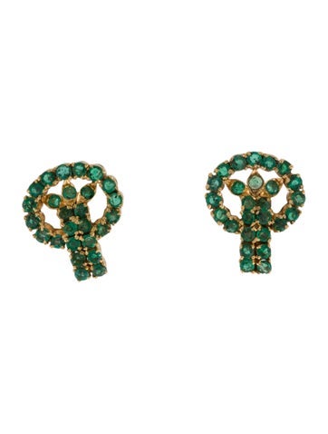 Earrings Stud 20K 1.24ctw Emerald