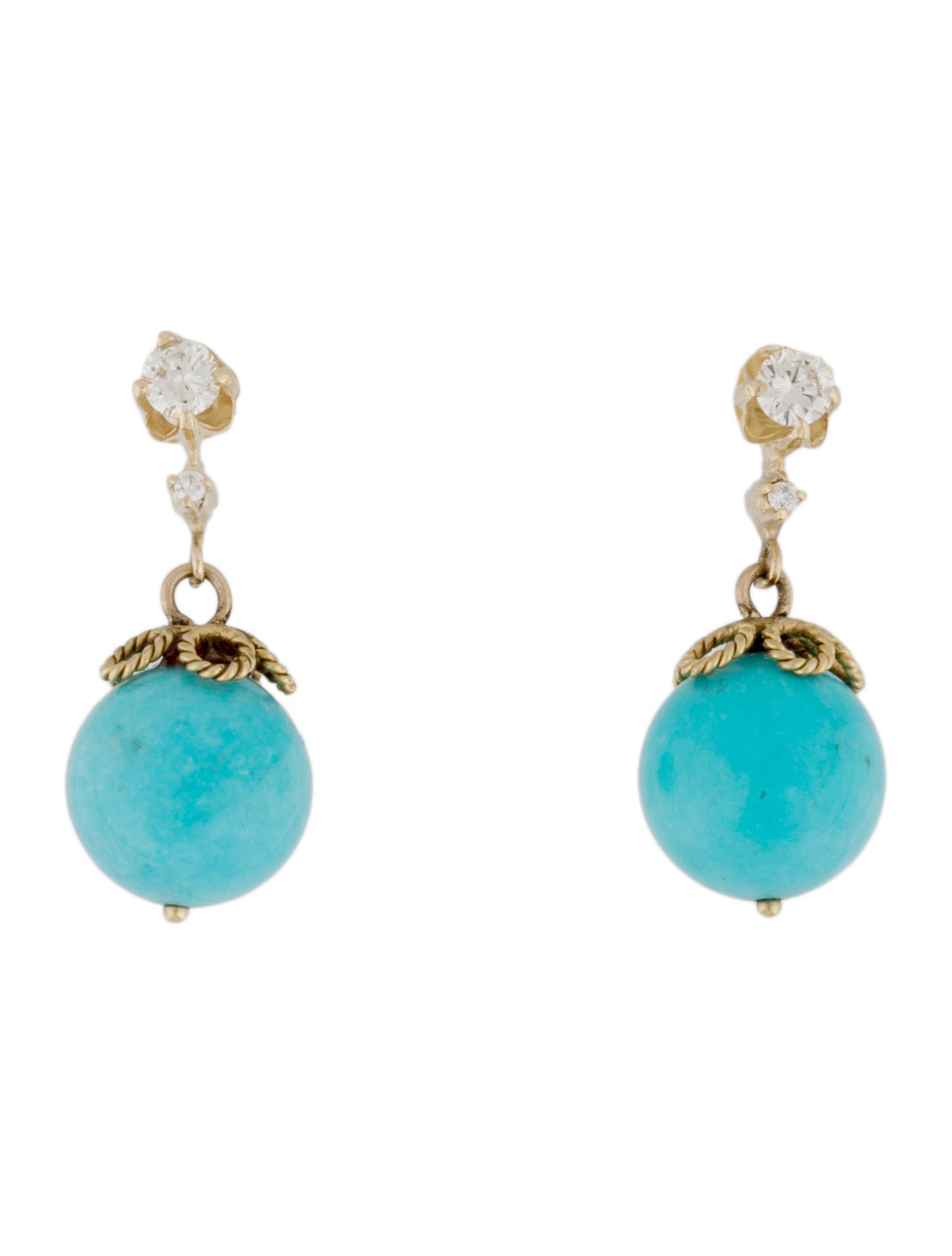 Earrings 14K Magnesite & Diamond Drop Earrings