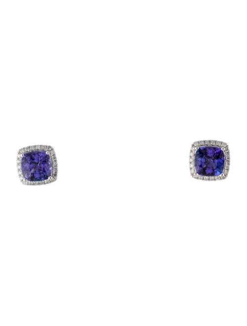 Earrings 14K Tanzanite & Diamond Stud Earrings