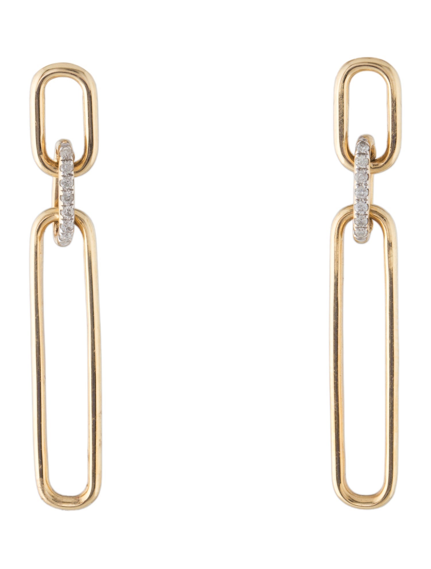 Earrings 14K Diamond Paperclip Drop