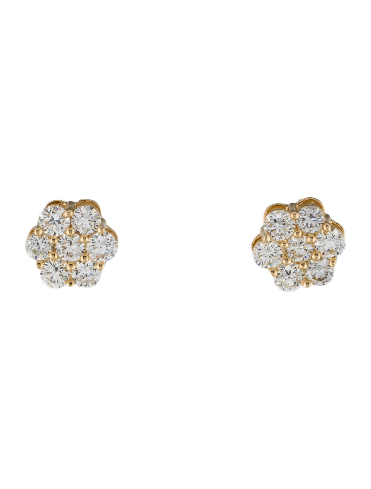 Earrings 14K 2.00ctw Lab grown Diamond Cluster Stud Earrings