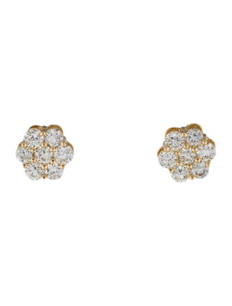 Earrings 14K 2.00ctw Lab grown Diamond Cluster Stud Earrings