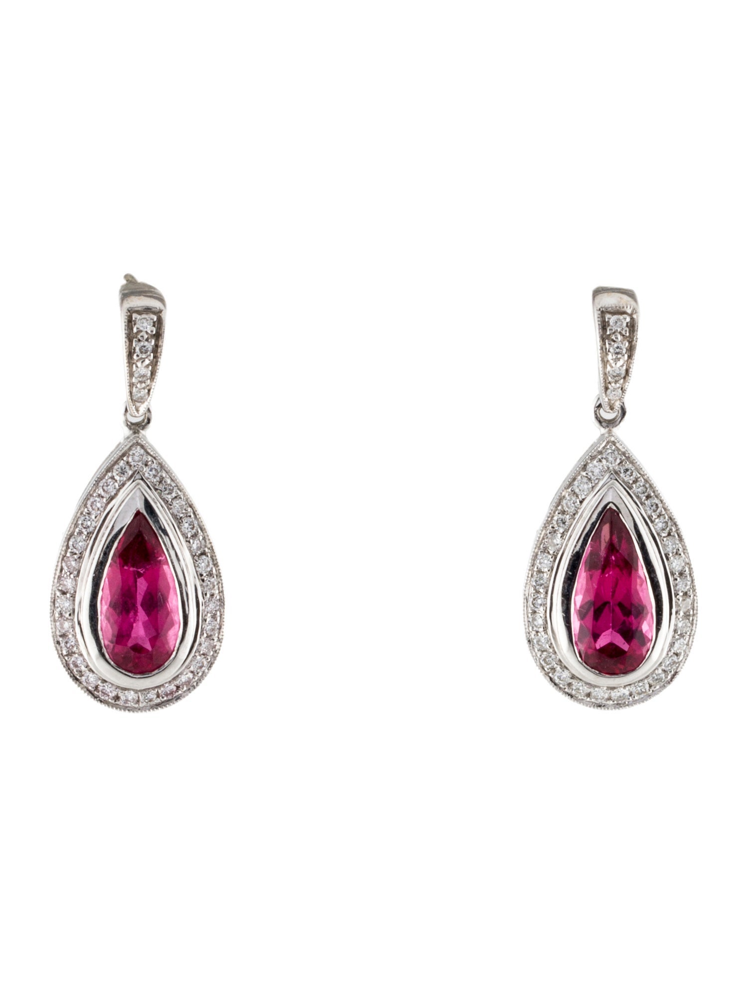 Earrings 18K 2.56ctw Tourmaline & Diamond Drop Earrings