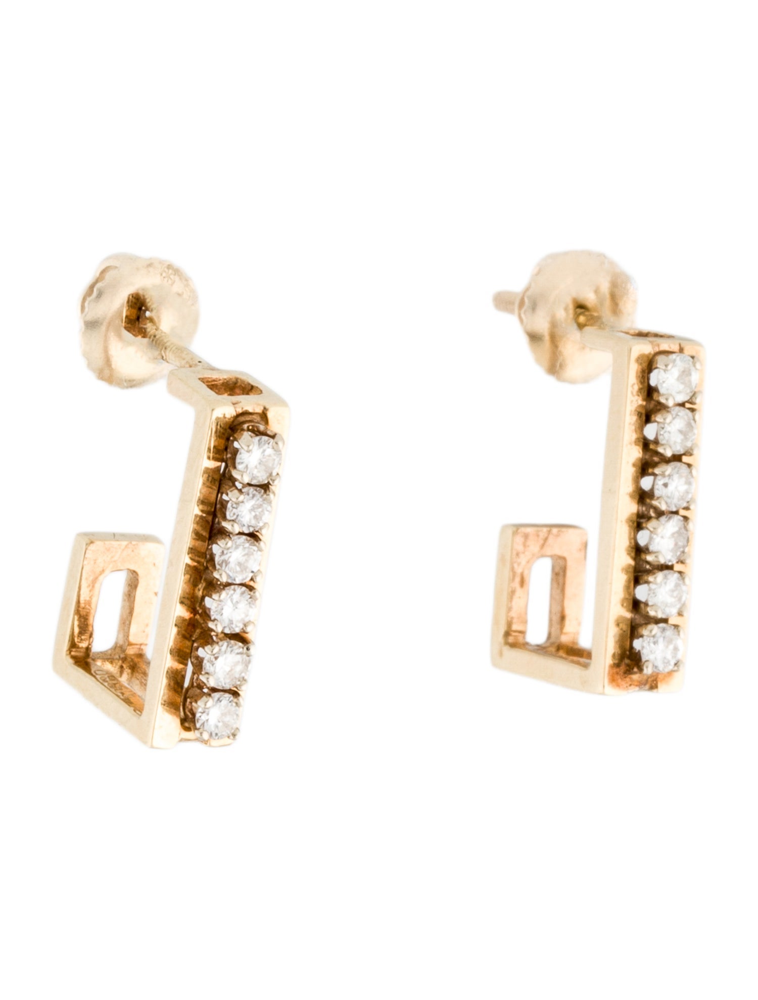 Earrings 14K Diamond Square Hoop
