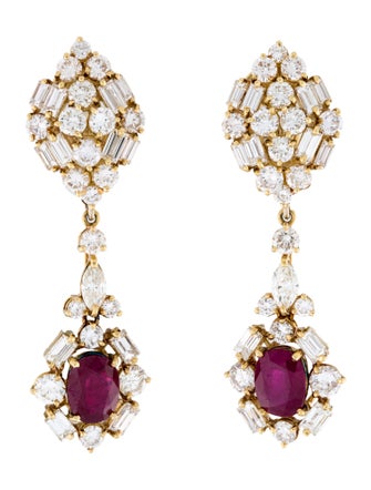 Earrings 18K 5.74ctw Ruby & Diamond Convertible Drop Earclips