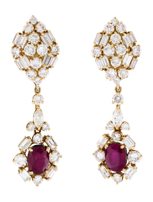 Earrings 18K 5.74ctw Ruby & Diamond Convertible Drop Earclips