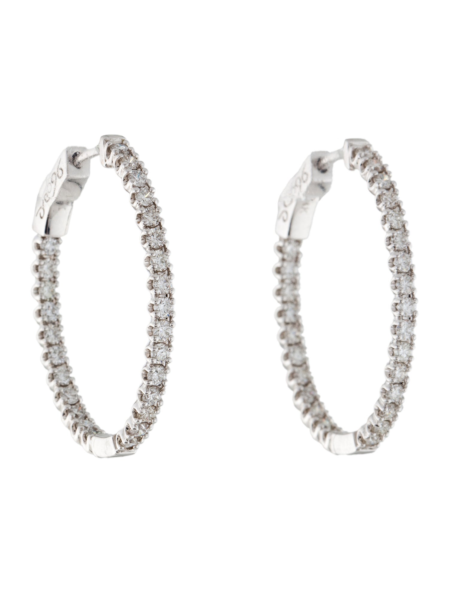 Earrings 14K 1.45ctw Diamond Inside-Outside Hoop Earrings