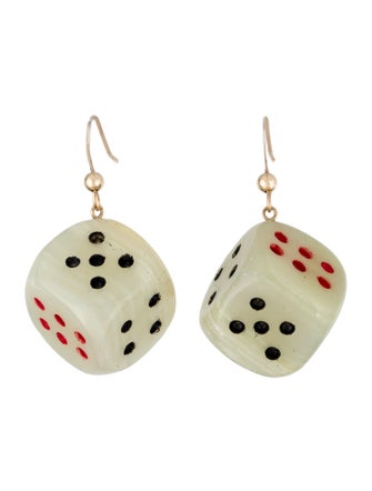 Earrings 14K Calcite Dice Drop Earrings