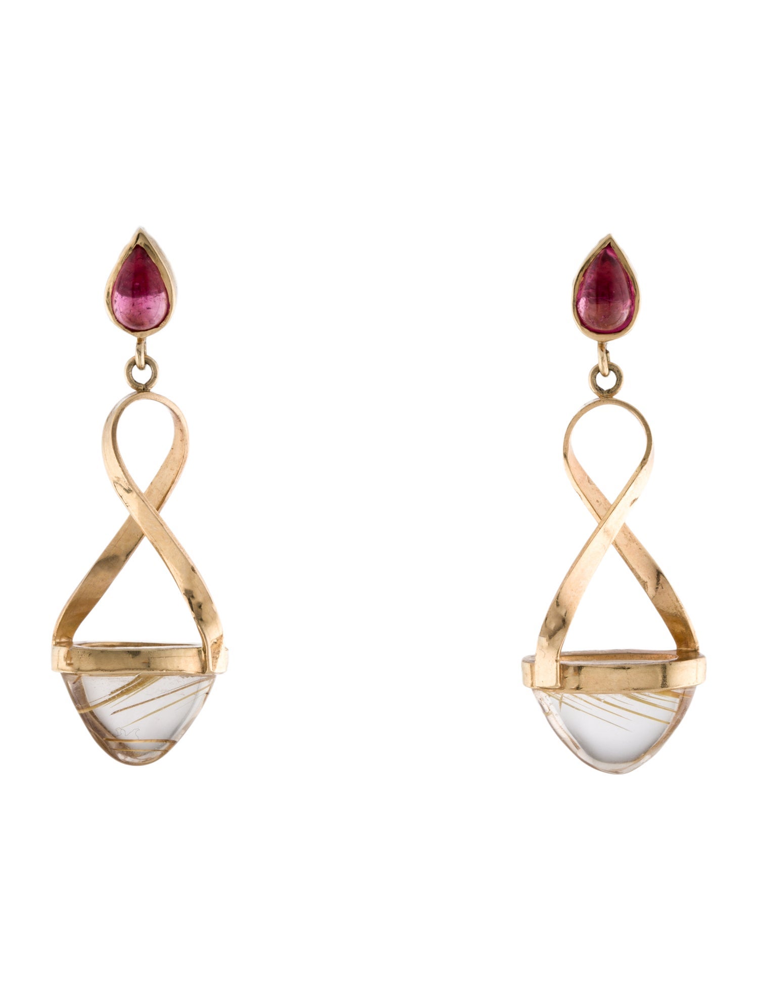 Earrings 14K Tourmaline & Rutilated Quartz
