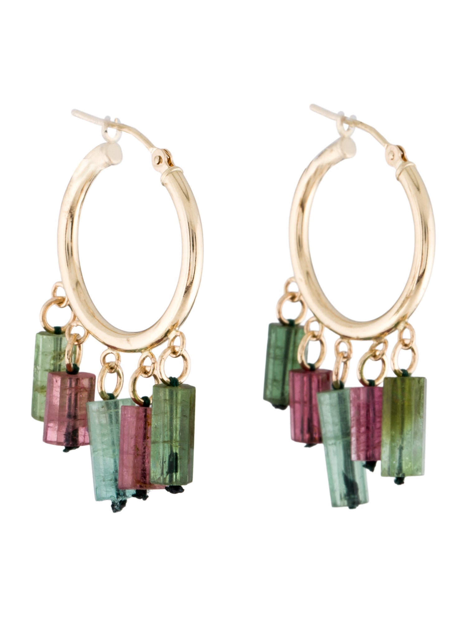 Earrings 14K Tourmaline Hoop Drop Earrings